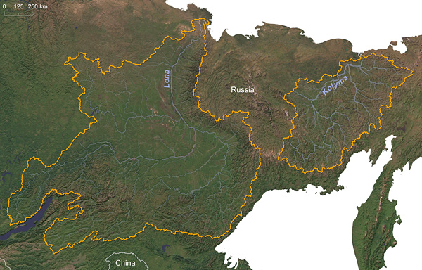 Lena and Kolyma River watersheds © Greg Fiske, WHRC